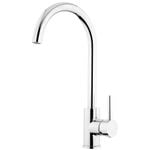 Foreno Chrome E-Steel Cold Start Minimal Gooseneck Sink Mixer