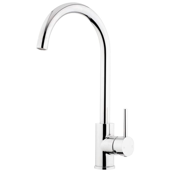 Foreno Chrome E-Steel Cold Start Minimal Gooseneck Sink Mixer