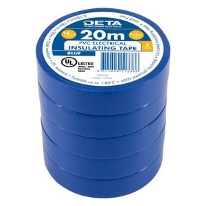 DETA 20m 18mm Blue Insulation PVC Tape - 5 Pack