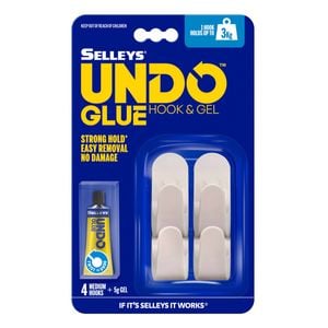 Selleys 4 Pack Small Undo Hook and Glue