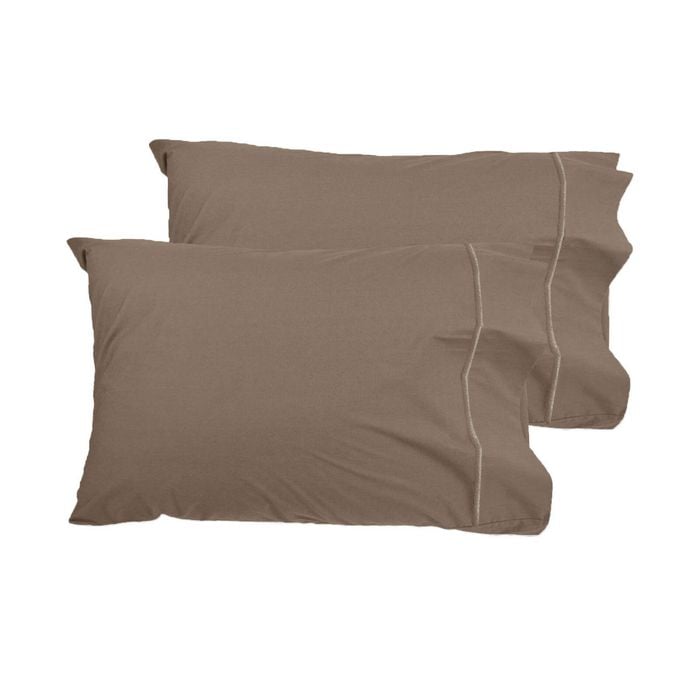 Grand Aterlier Pair of Queen Sized Pillowcases - Khaki