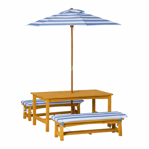 Hide & Seek Kids Picnic Bench Set - Light Grey Umbrella + Cushions