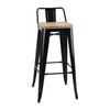 Bolero Bistro Metal High Bar Stool With Wooden Seat Pad And Back Rest Black 4 Pack