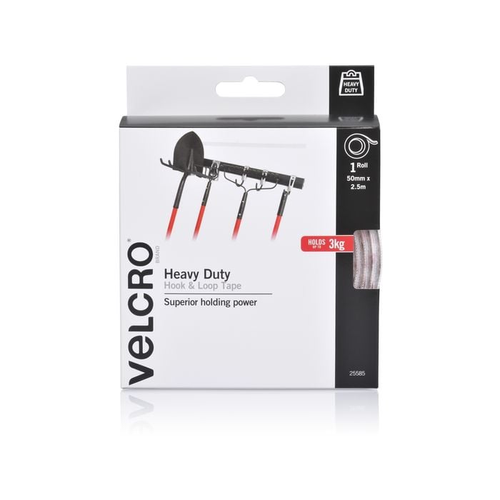 VELCRO Brand 50mm x 2.5m White Heavy Duty Stick On Tape