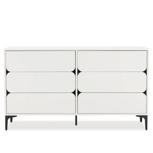 Big Lot 140cm White Elaine 6 Drawer Dresser