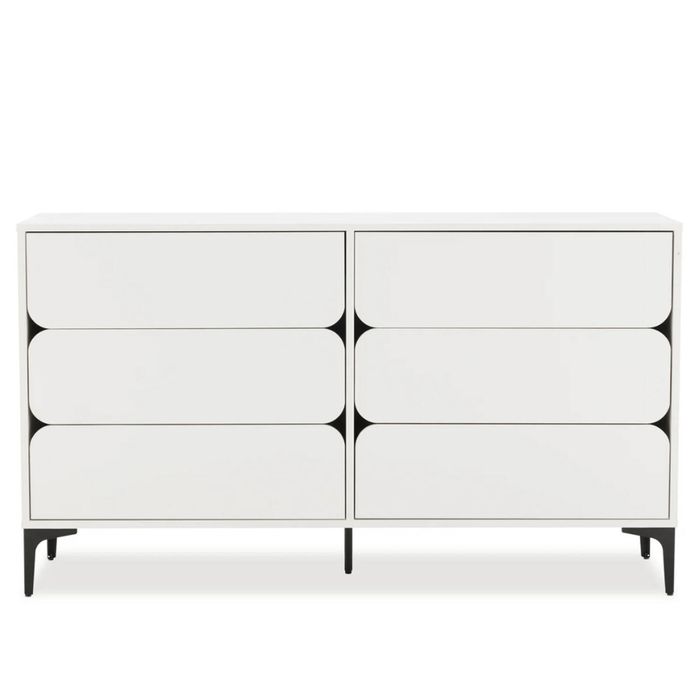 Big Lot 140cm White Elaine 6 Drawer Dresser