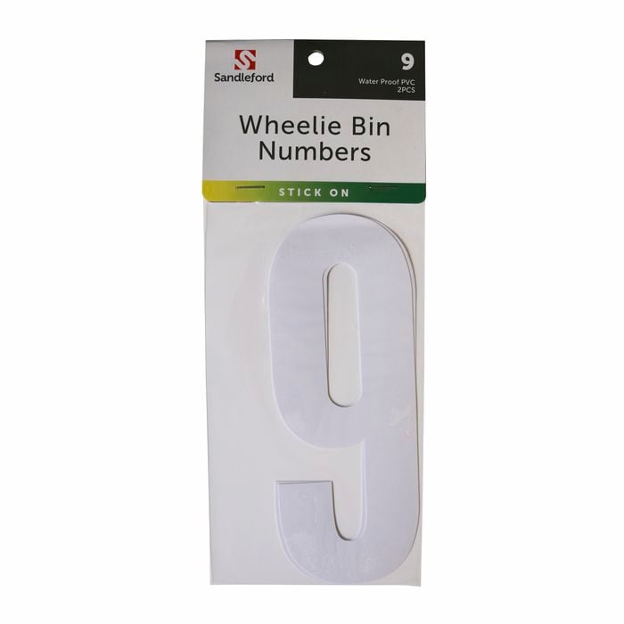Sandleford 175mm White Self Adhesive Wheelie Bin Number 9