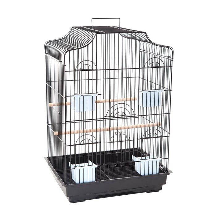 Petbro Pet Bird Cage Parrot Aviary Canary Budgie Finch Perch Black Portable Metal