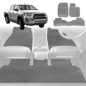 6D Diamond Car Floor Mats for Toyota Hilux Double Cab 2015-Current-Full Set-Grey-Outback GT