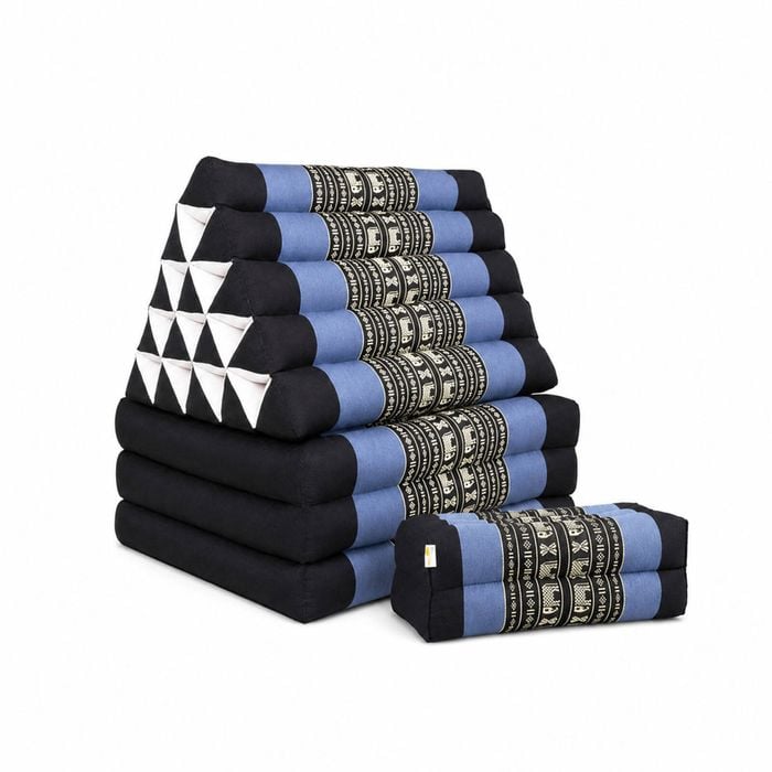 Jumbo Thai Triangle Pillow Three-Fold Day Bed with Arm/Leg Rest Block - Handmade Kapok Lounge Set