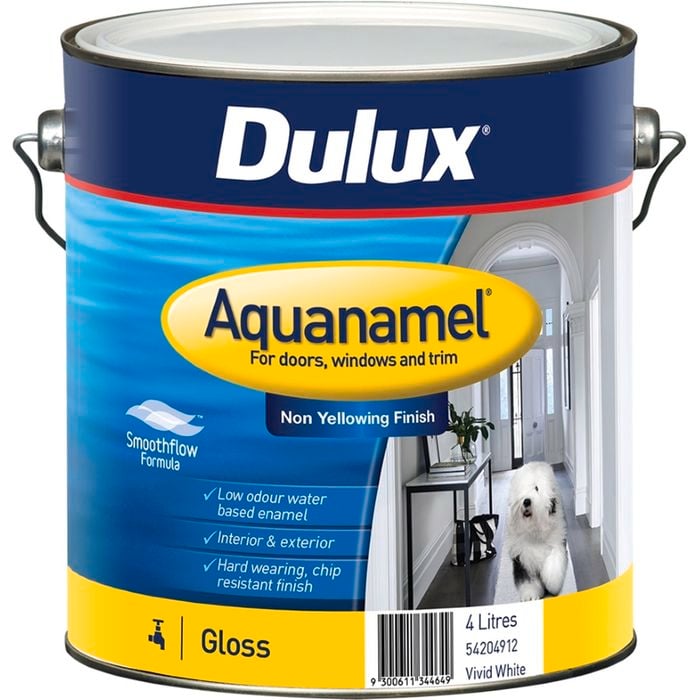 Dulux 4L Aquanamel High Gloss White Enamel Paint - 4L