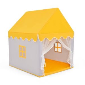 Costway Kids Indoor Outdoor Napping Play Tent W/washable Soft Mat Yellow