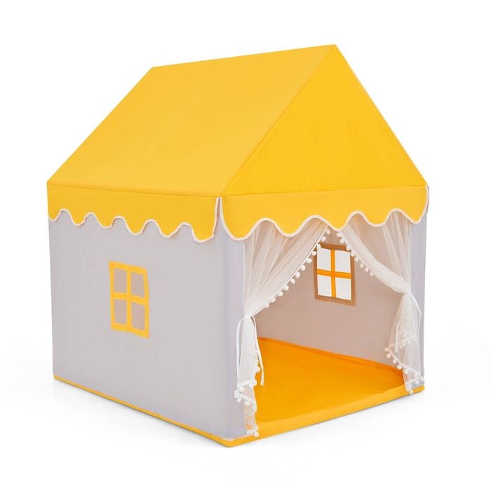 Costway Kids Indoor Outdoor Napping Play Tent W/washable Soft Mat Yellow