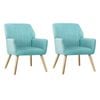 Oikiture 2x Armchair Blue Fabric