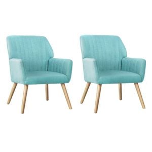 Oikiture 2x Armchair Blue Fabric