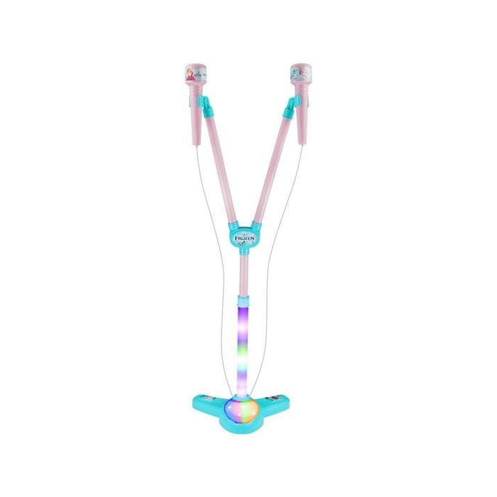 Disney Frozen Double Karaoke Mic Stand Bluetooth With Colourful Lights Adjustable Height