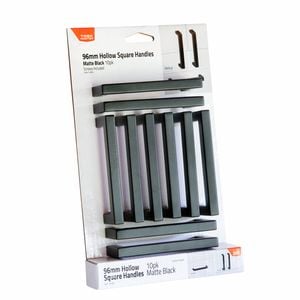 Taskmaster 96mm Black Matte Hollow Square Handle - 10 Pack