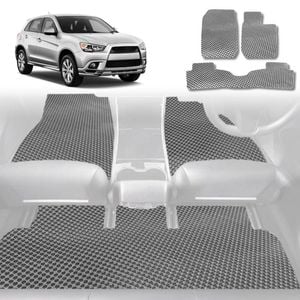 6D Diamond Car Floor Mats for Mitsubishi Outlander 2006-2012-Full Set-Grey-Outback GT
