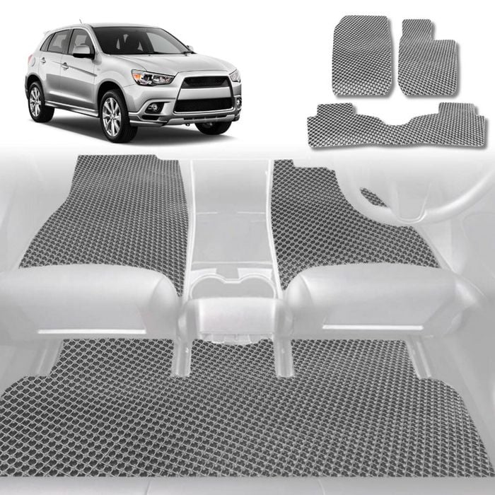6D Diamond Car Floor Mats for Mitsubishi Outlander 2006-2012-Full Set-Grey-Outback GT