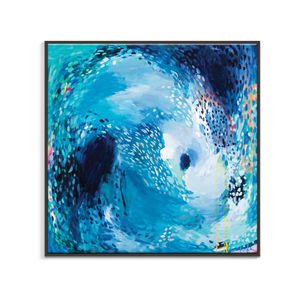 Artist Lane "The Moon Pulls the Tide " by Amira Rahim - 75x75cm Black Framed Canvas