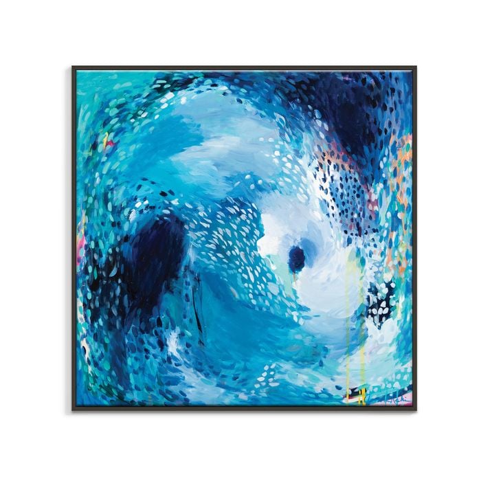 Artist Lane "The Moon Pulls the Tide " by Amira Rahim - 75x75cm Black Framed Canvas