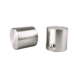 Pillar 16mm Brushed Chrome Curtain Rod Finial Cap - 2 Pack