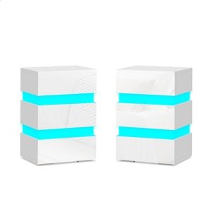 ALFORDSON 2x LED Bedside Table White
