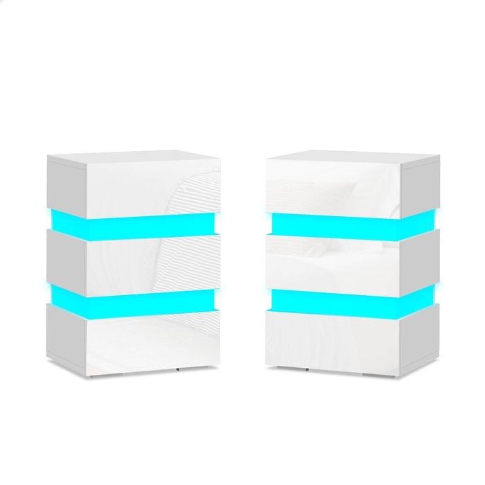 ALFORDSON 2x LED Bedside Table White