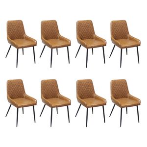 Levede 8Pcs PU Seat dining Chair - Brown