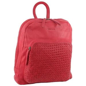 Pierre Cardin Wos Woven Soft Leather Backpack  Travel Designer Red