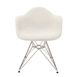 SK Designer Living | Replica Eames DAR Eiffel Chair | Fabric & Chrome - Texture Ivory