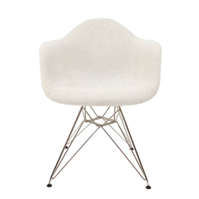SK Designer Living | Replica Eames DAR Eiffel Chair | Fabric & Chrome - Texture Ivory