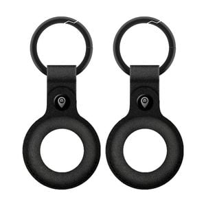 2PK Moki Stylish Sustainable Leather Travel Keyring for MokiTag Black
