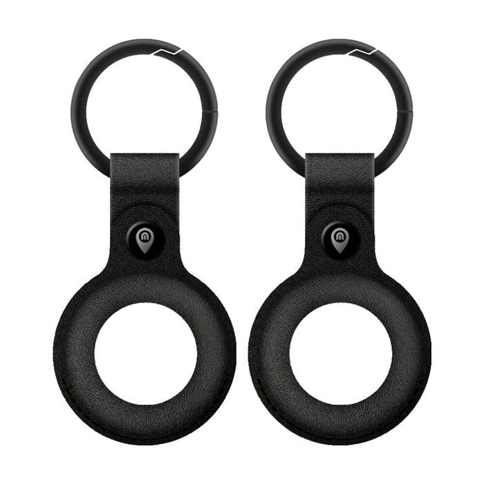 2PK Moki Stylish Sustainable Leather Travel Keyring for MokiTag Black