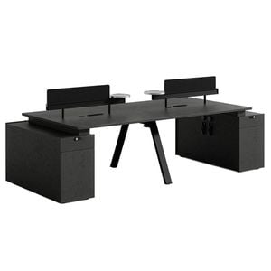 Modern Office Furniture Dolan 4 Seater Workstation 2.4mx2.8mx0.75m - Black