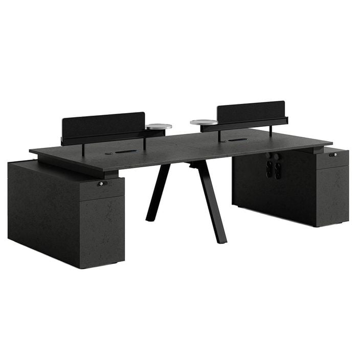 Modern Office Furniture Dolan 4 Seater Workstation 2.4mx2.8mx0.75m - Black