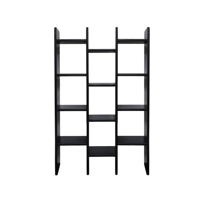 Roomlane Stockholm 3 Column Bookshelf Mango Wood In Black Wirebrush Finish