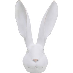 LVD XL Resin Hare Head Sculpture Figurine Home Decor 36.5cm Rustic White