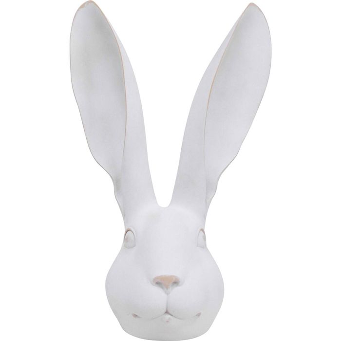 LVD XL Resin Hare Head Sculpture Figurine Home Decor 36.5cm Rustic White