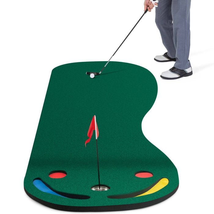 Costway 3m Portable Putting Green Mat Golf Practice Training Pad w/Flag & 3 Cup