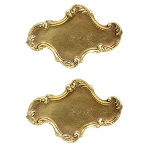 2PK LVD Resin Vintage Moroccan Trinket Tray Display Dish 23.5x15.5cm Gold