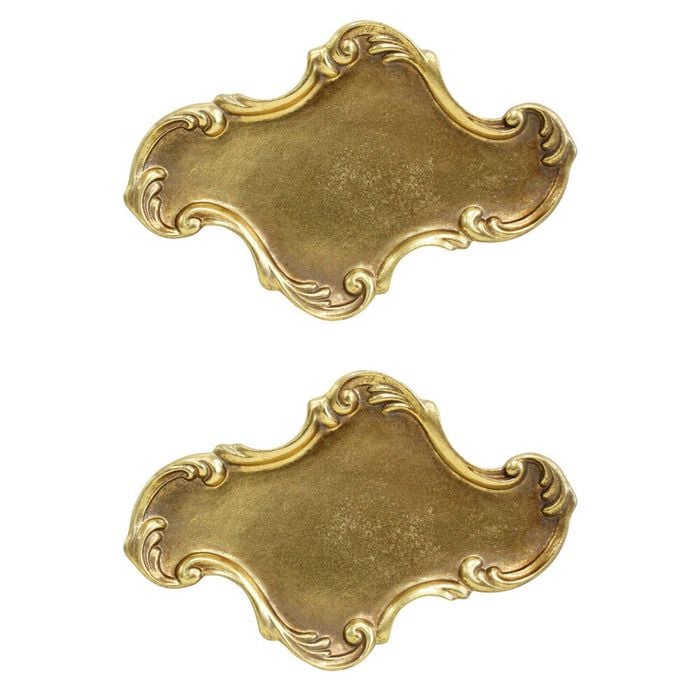2PK LVD Resin Vintage Moroccan Trinket Tray Display Dish 23.5x15.5cm Gold