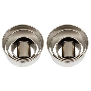 2x 4pc Daily Bake Deep Stainless Steel Round Plain Cutter Set - Silver
