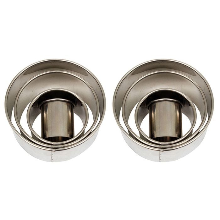 2x 4pc Daily Bake Deep Stainless Steel Round Plain Cutter Set - Silver