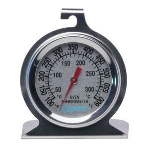 Cuisena Round Stainless Steel Glass Oven Thermometer - Silver