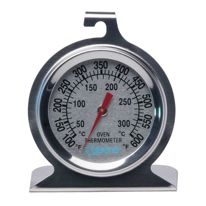 Cuisena Round Stainless Steel Glass Oven Thermometer - Silver