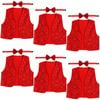 6x Kids Sequin Vest Bow Tie Set Costume 80s Party Dress Up Waistcoat Red