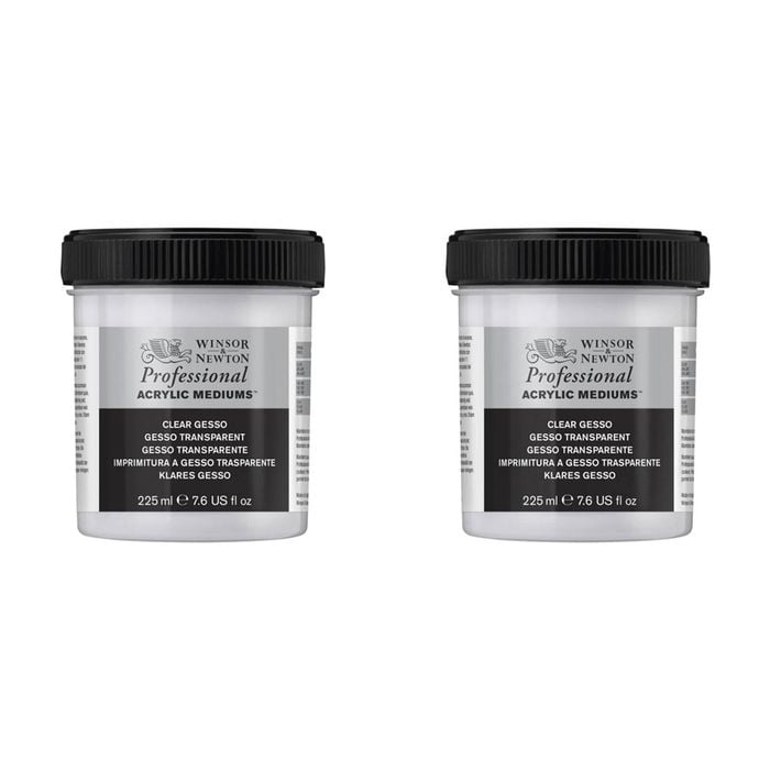 2x Winsor & Newton 225ml Professional Acrylic Gesso Wood Panel/canvas Primer Clr