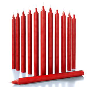 48x Tapered Dinner Candles Unscented Taper Wedding Candle 25cm in Red - Red | Candles
