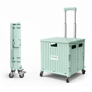 Viviendo Foldable Shopping Trolley, 65L Collapsible Utility Cart